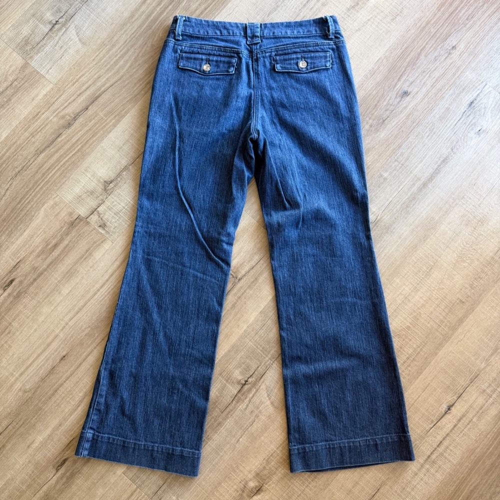 New York & Company 42nd St Trouser Wide Leg Jeans Dark Wash Blue Denim Womens 8 - Picture 7 of 8